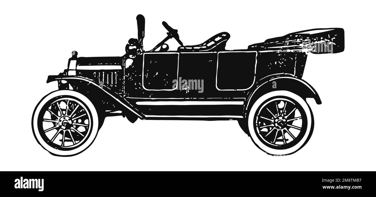 Auto d'epoca classica, illustrazione antica Foto Stock