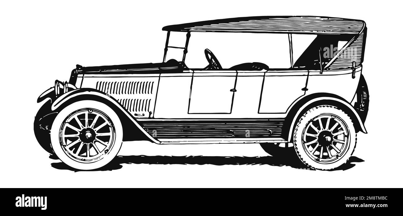 Auto d'epoca classica, illustrazione antica Foto Stock