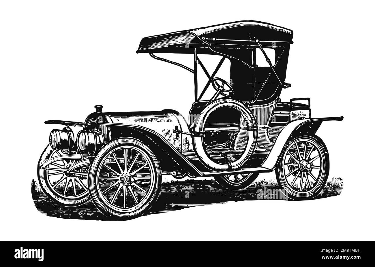 Auto d'epoca classica, illustrazione antica Foto Stock