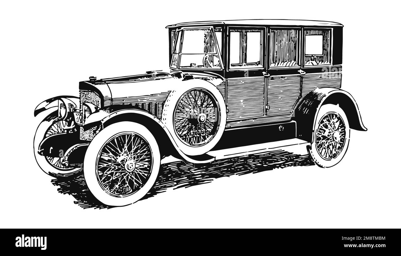Auto d'epoca classica, illustrazione antica Foto Stock