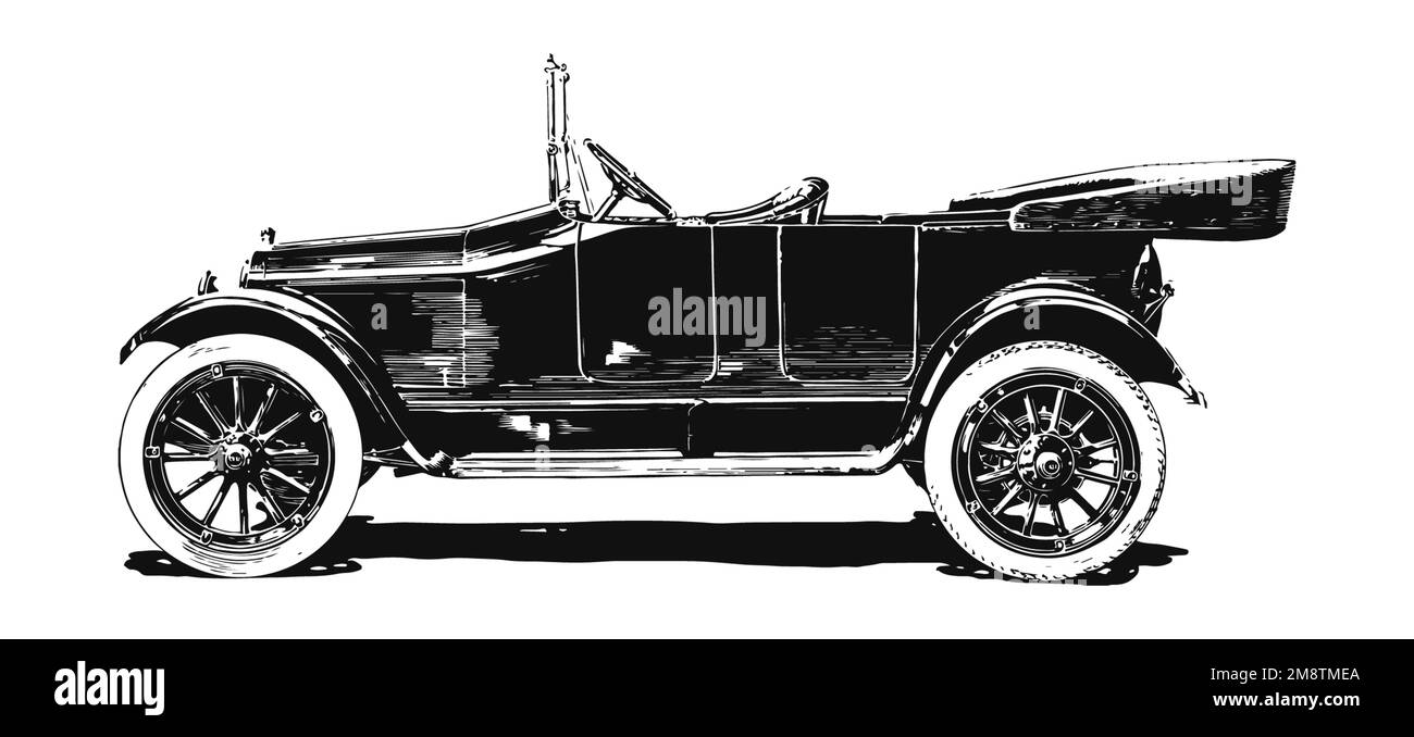 Auto d'epoca classica, illustrazione antica Foto Stock