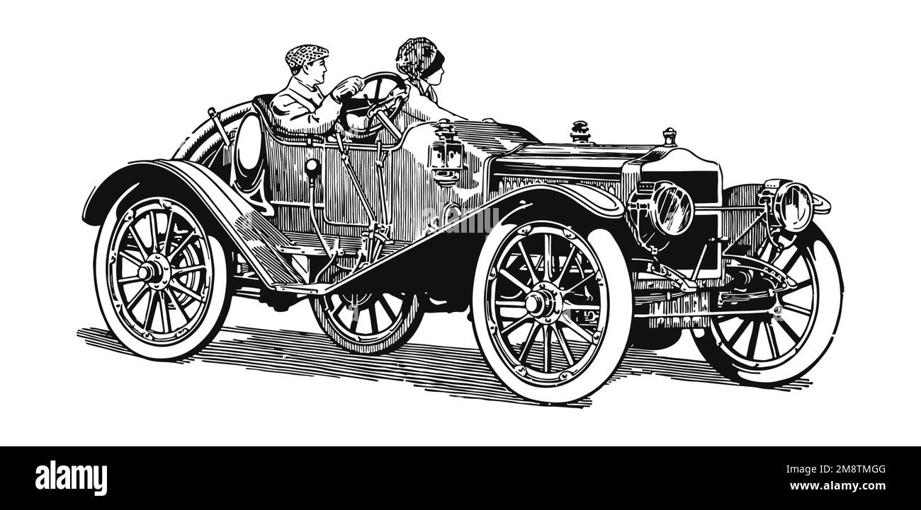 Auto d'epoca classica, illustrazione antica Foto Stock