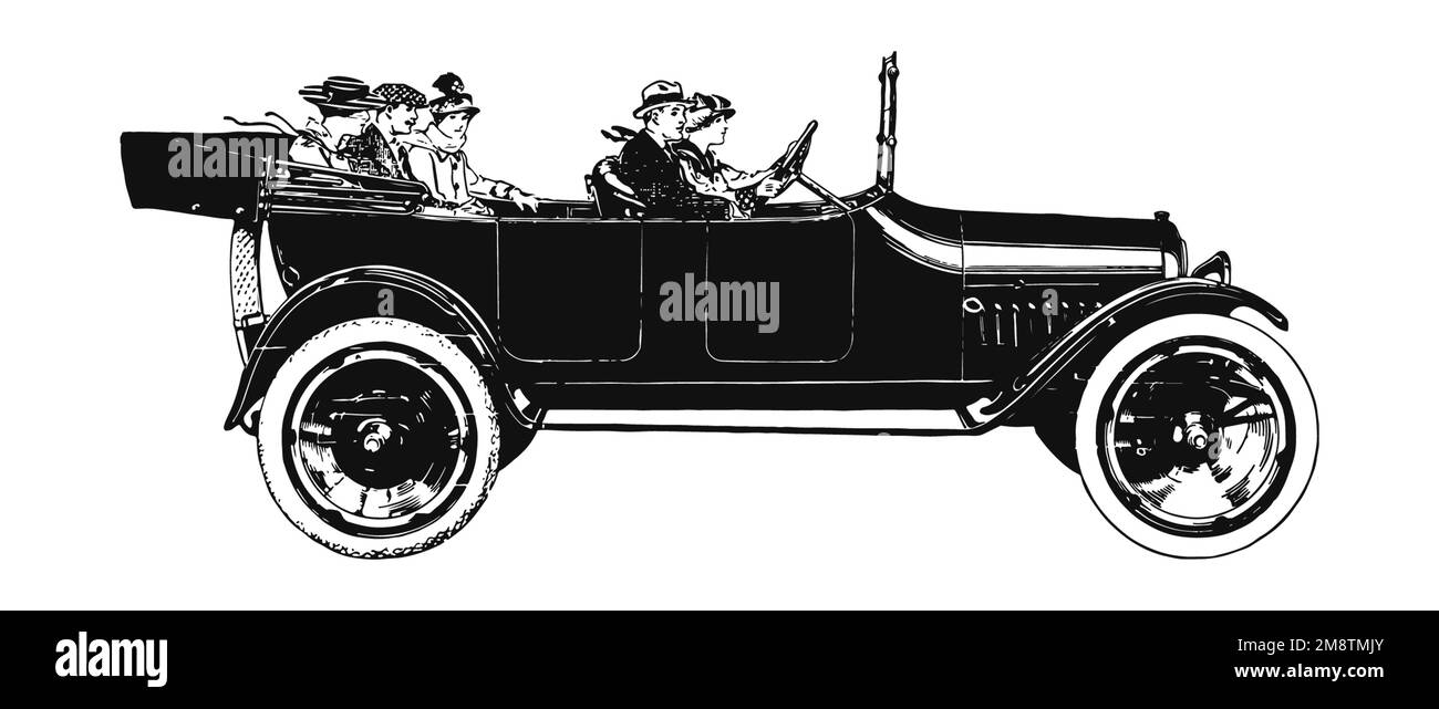 Auto d'epoca classica, illustrazione antica Foto Stock