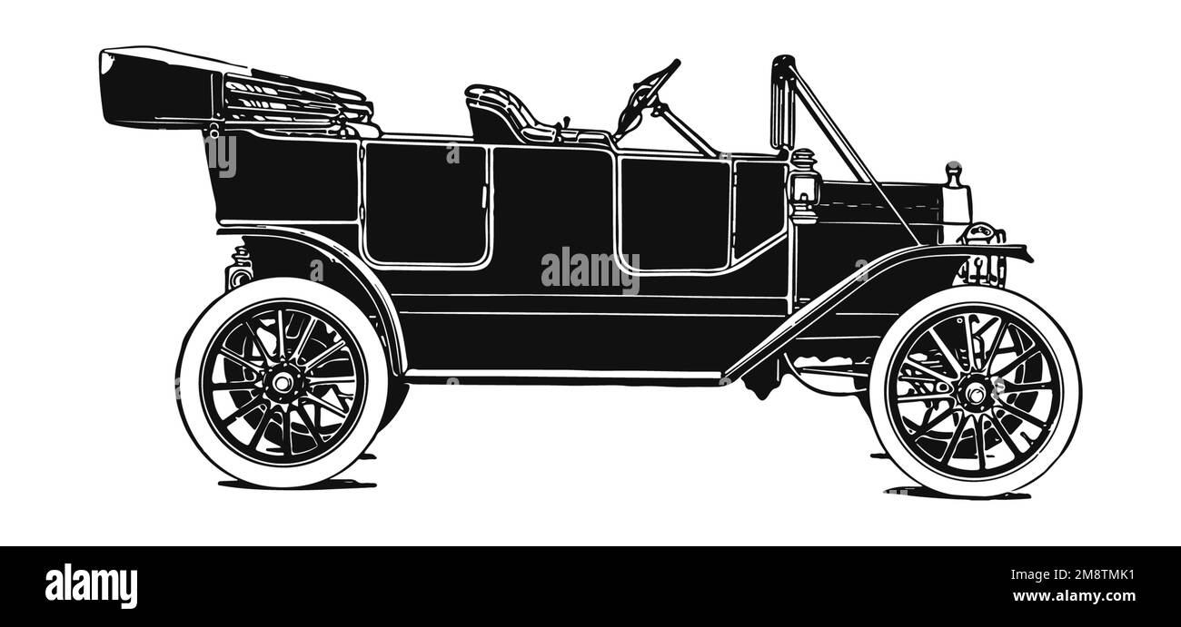 Auto d'epoca classica, illustrazione antica Foto Stock