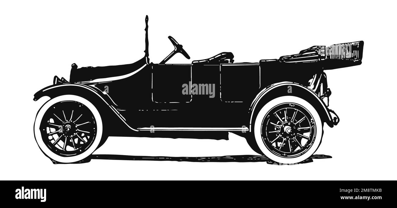 Auto d'epoca classica, illustrazione antica Foto Stock