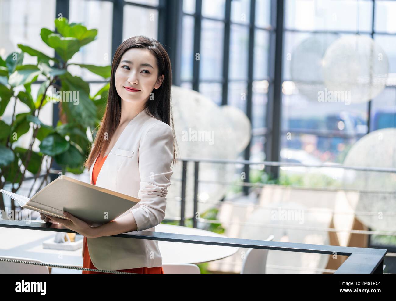 Donna d'affari al lavoro Foto Stock