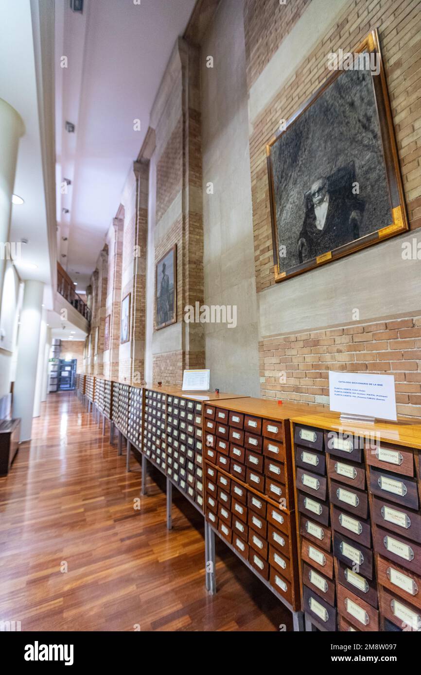Il catalogo della carta registra gli articoli della Biblioteca Nacional de España, Biblioteca Nazionale di Spagna, Madrid, Spagna Foto Stock
