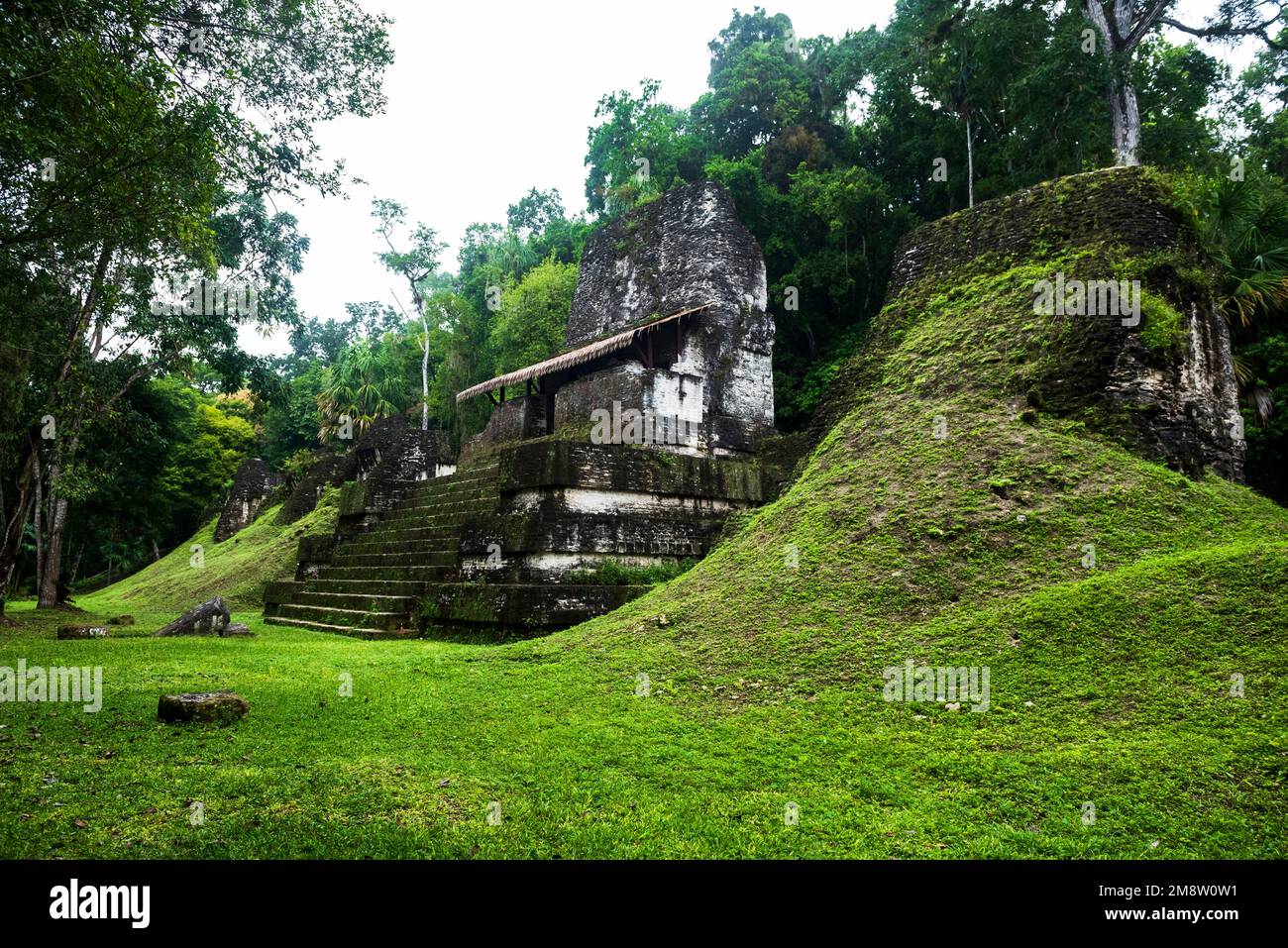 Piramidi maya usate come calendario astronomico in Tikal Foto Stock