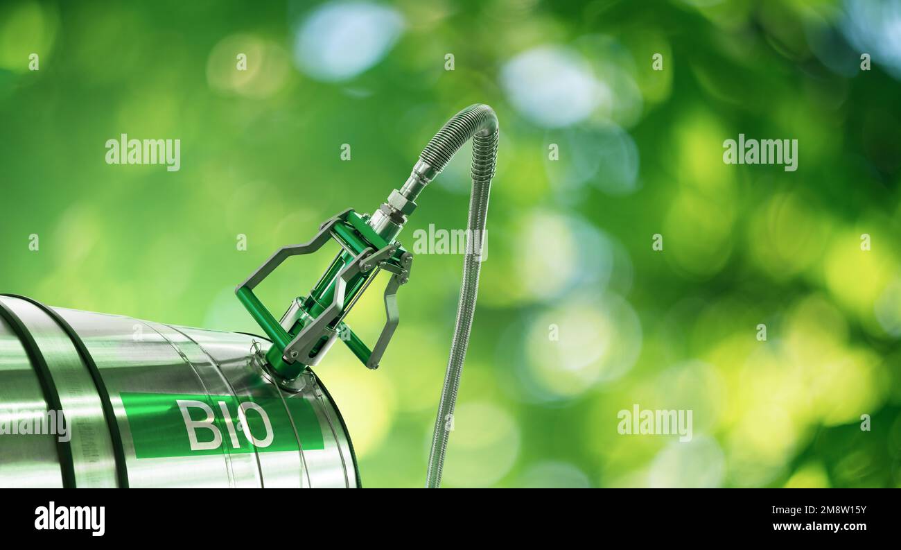 Concetto di decarbonizzazione del carburante biologico a emissioni di carbonio neutre Foto Stock