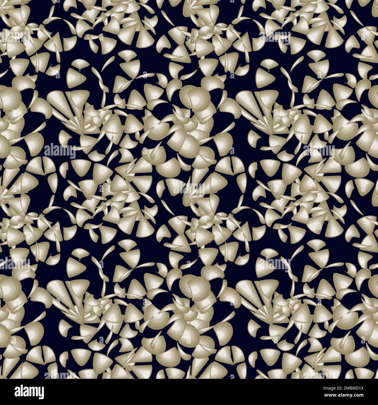 Senza cuciture semplice carino modello di piccoli frammenti d'oro come campane su sfondo navy.Endless ornament.sfondo colorato per tessuto, tessuto, lino.Vector Illustrazione Vettoriale