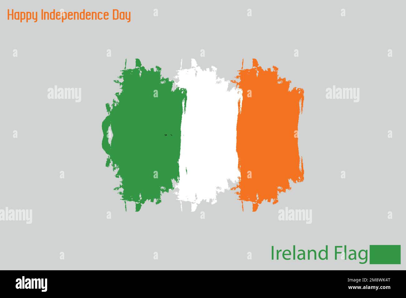 Ireland National Flag Artistic Grunge Brush Stroke Illustrazione Vettoriale