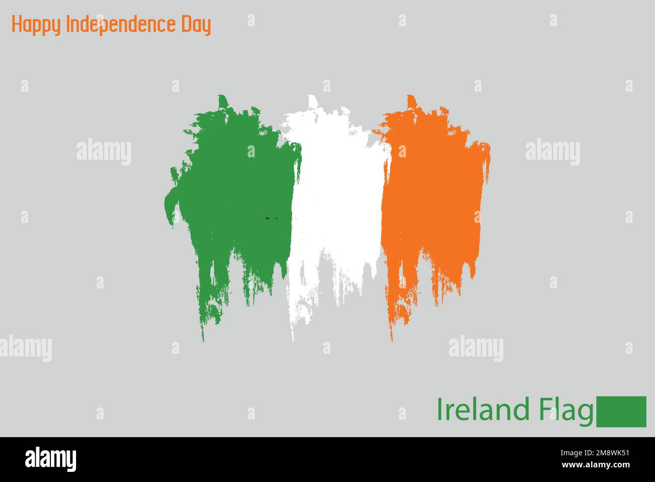 Ireland National Flag Artistic Grunge Brush Stroke Illustrazione Vettoriale