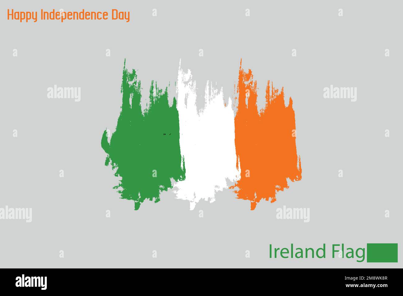 Ireland National Flag Artistic Grunge Brush Stroke Illustrazione Vettoriale