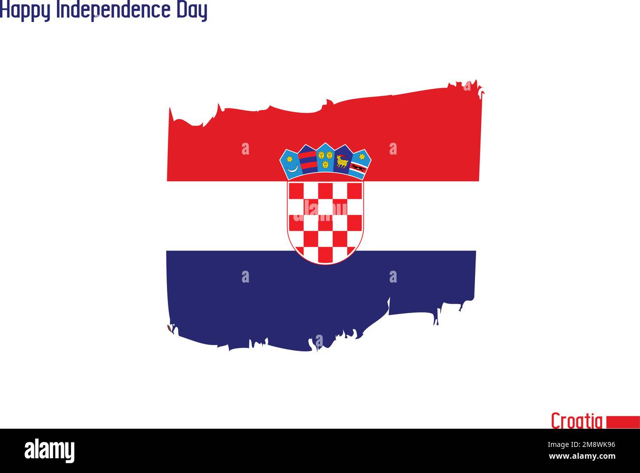 Bandiera nazionale di vettore di scorta di Croazia disegnato con tratti di pennello Illustrazione Vettoriale