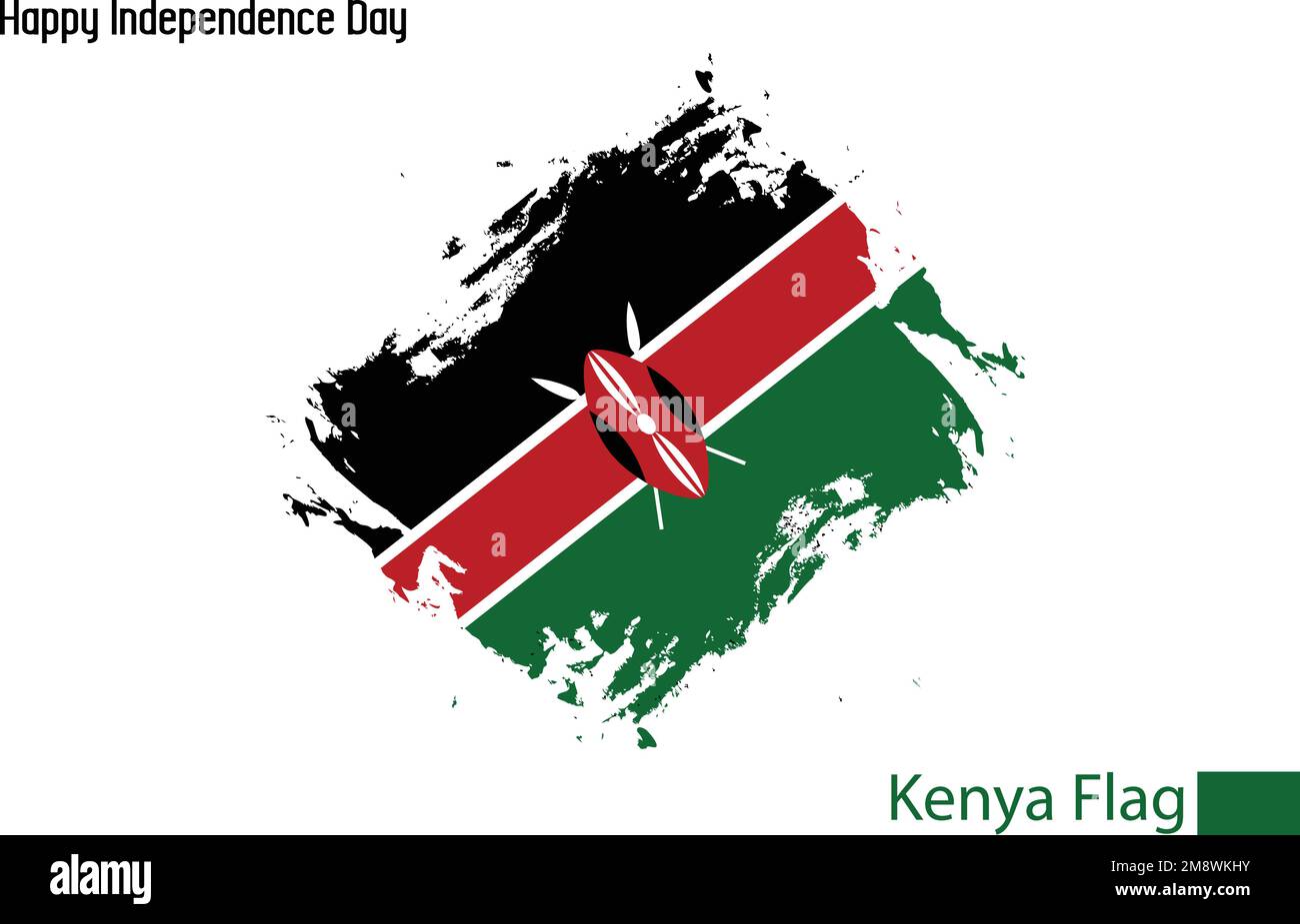 Kenya National Flag Artistic Grunge Brush Stroke Concept Vector Design Illustrazione Vettoriale