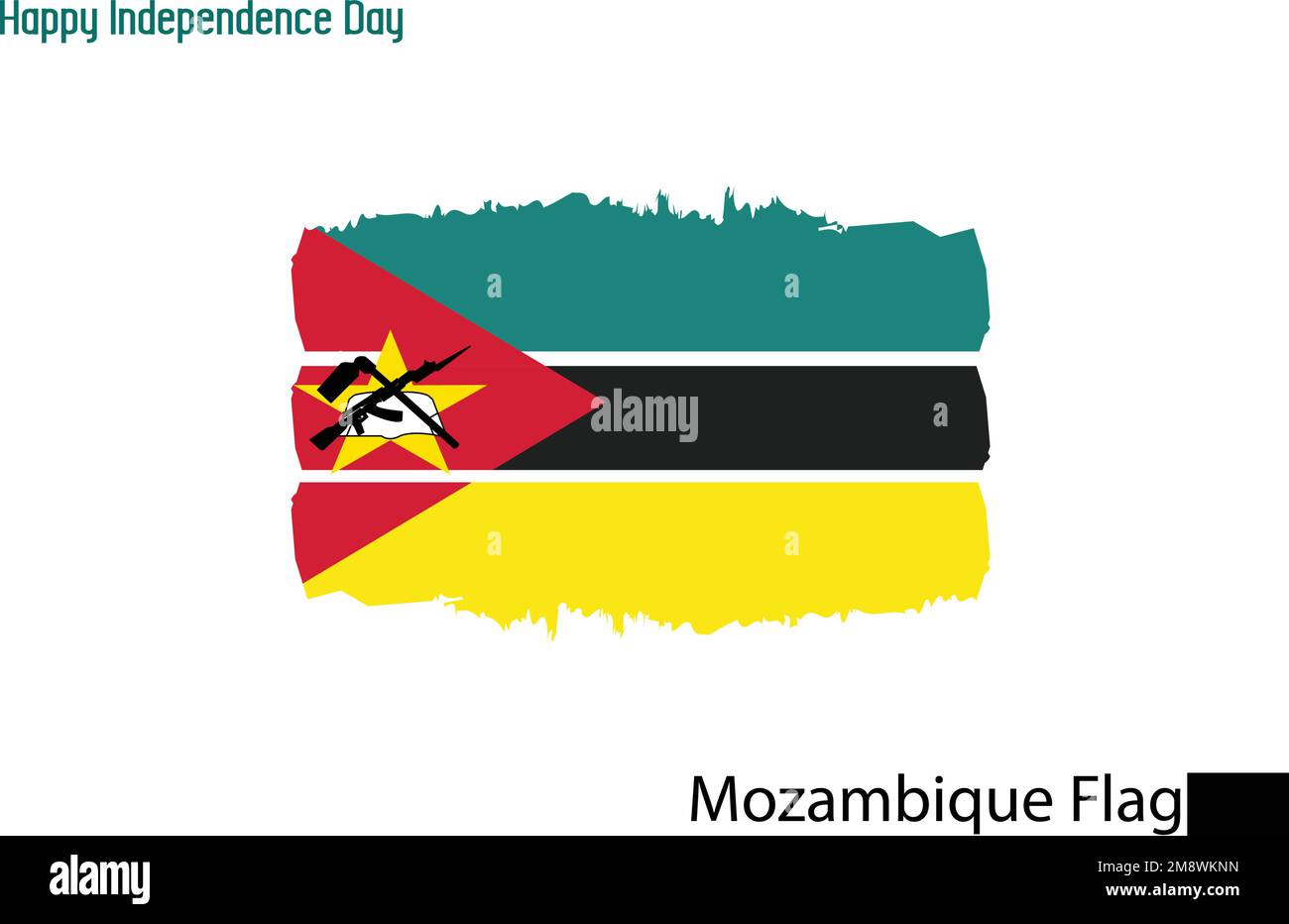 Mozambico National Flag Artistic Grunge Brush Stroke Concept Vector Design Illustrazione Vettoriale