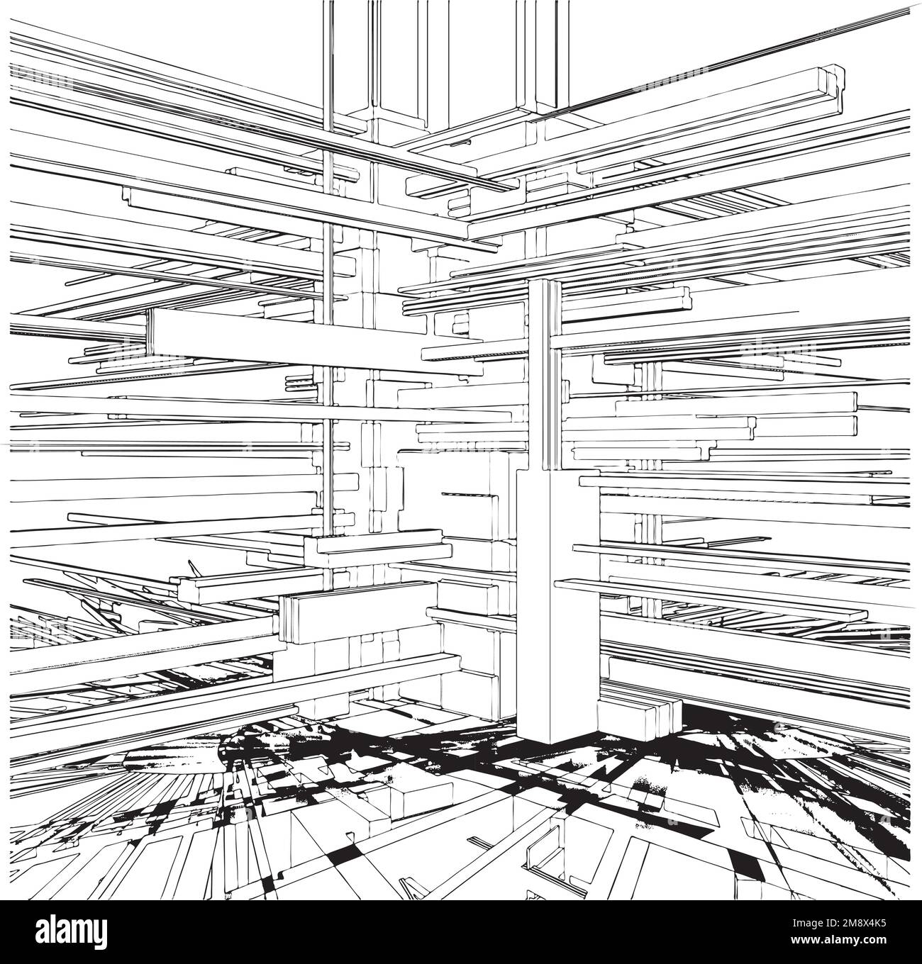 Astratto Urban City Building in Chaos Vector Illustrazione Vettoriale