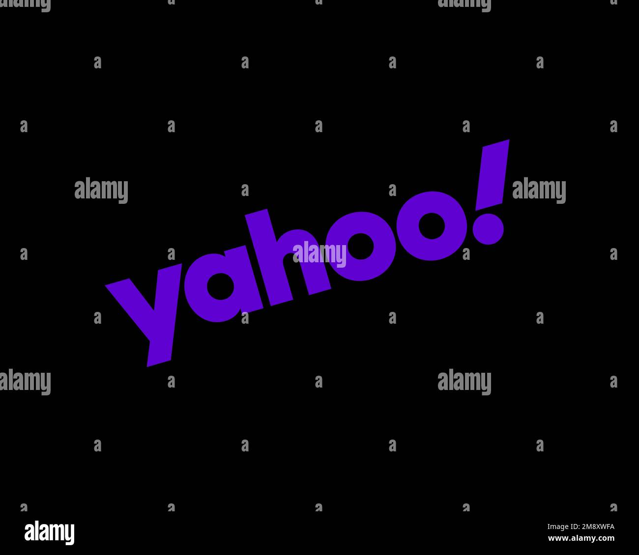 Yahoo! Australia, logo ruotato, sfondo nero Foto Stock