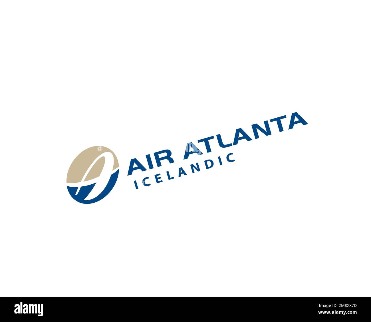 Air Atlanta islandese, logo ruotato, sfondo bianco Foto Stock
