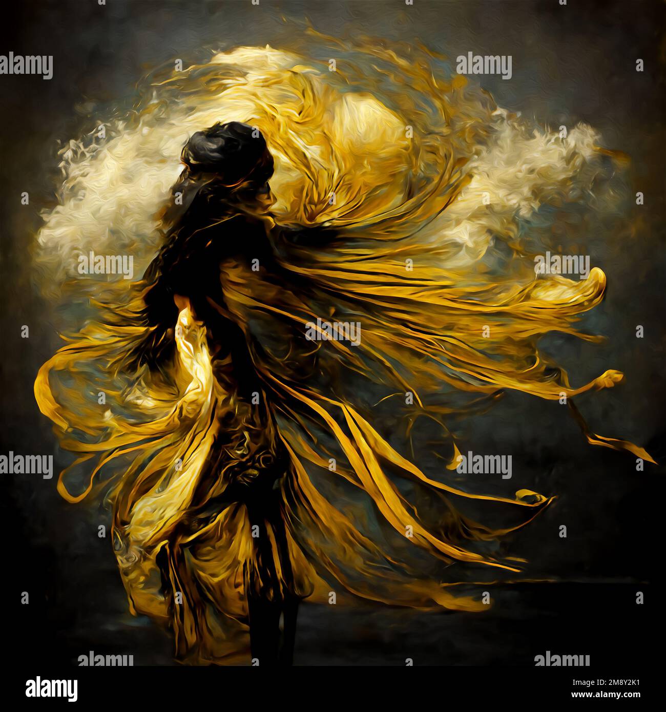 Pittura digitale astratta ad olio - illustrazione digitale Foto Stock