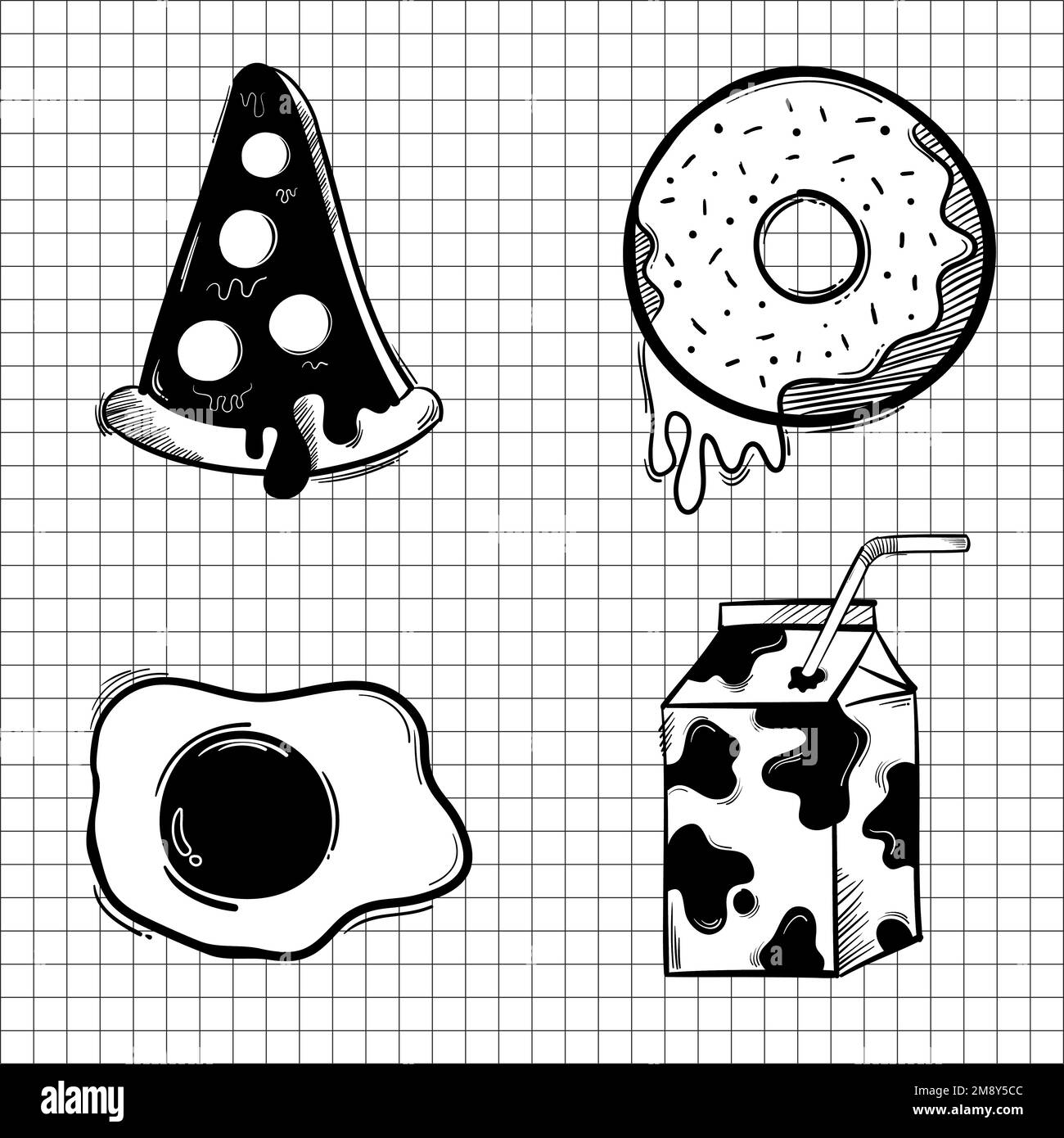 Food vettore icona disegnata a mano doodle fumetto adesivo Illustrazione Vettoriale