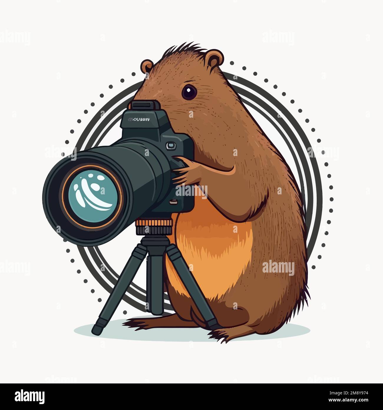 Illustrazione minimalista di una foto di capybara come un modo divertente per illustrare fotografi della natura o la fotografia della natura Illustrazione Vettoriale