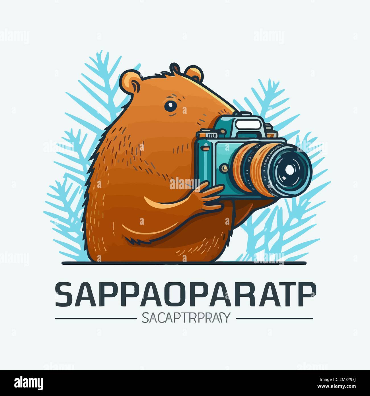 Illustrazione minimalista di una foto di capybara come un modo divertente per illustrare fotografi della natura o la fotografia della natura Illustrazione Vettoriale