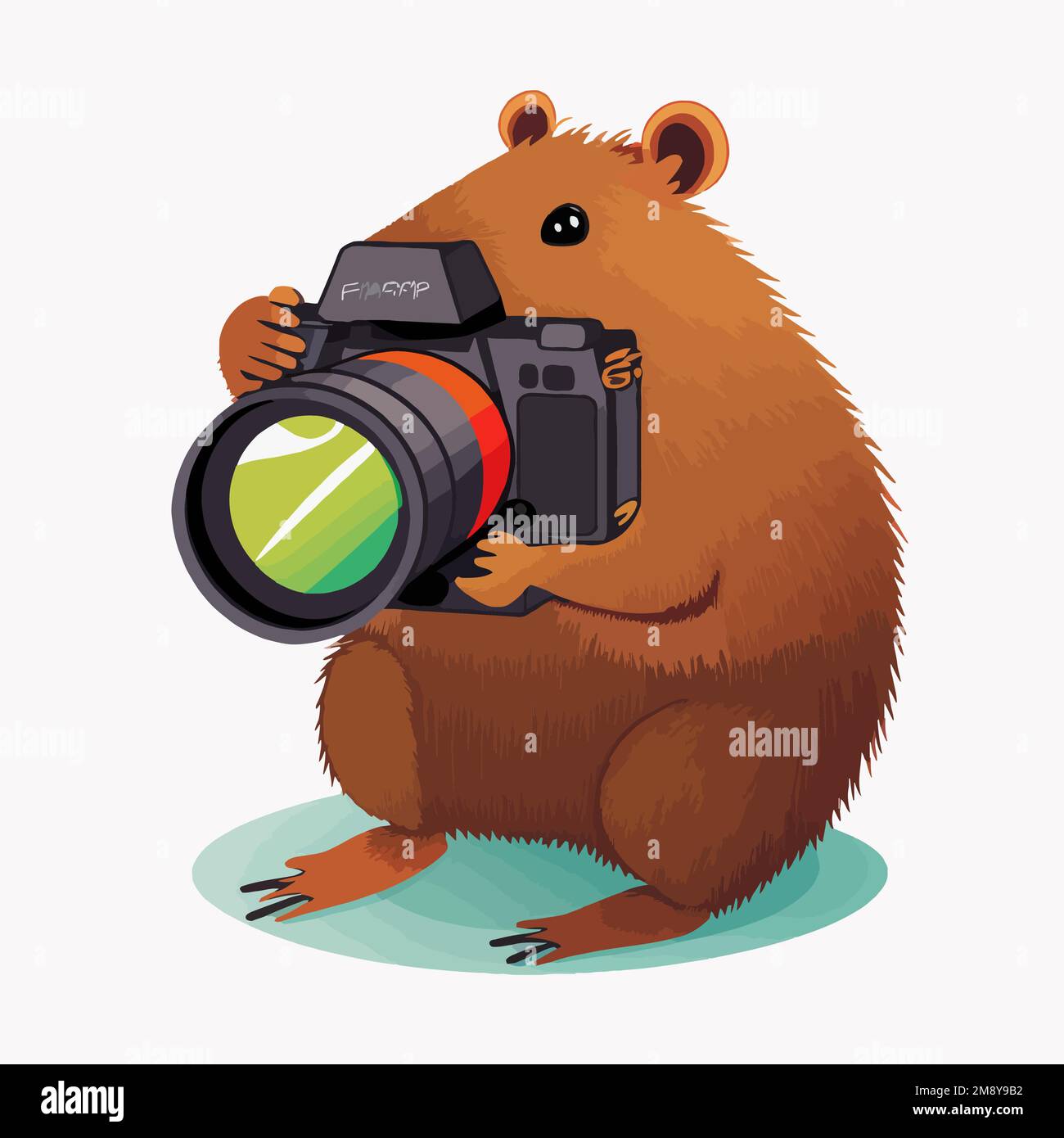 Illustrazione minimalista di una foto di capybara come un modo divertente per illustrare fotografi della natura o la fotografia della natura Illustrazione Vettoriale