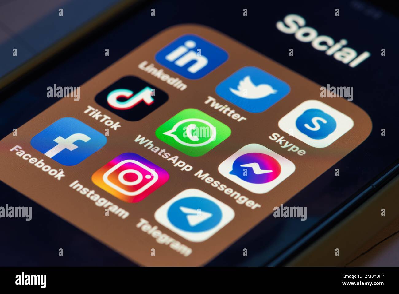 App di social networking su smartphone Foto Stock