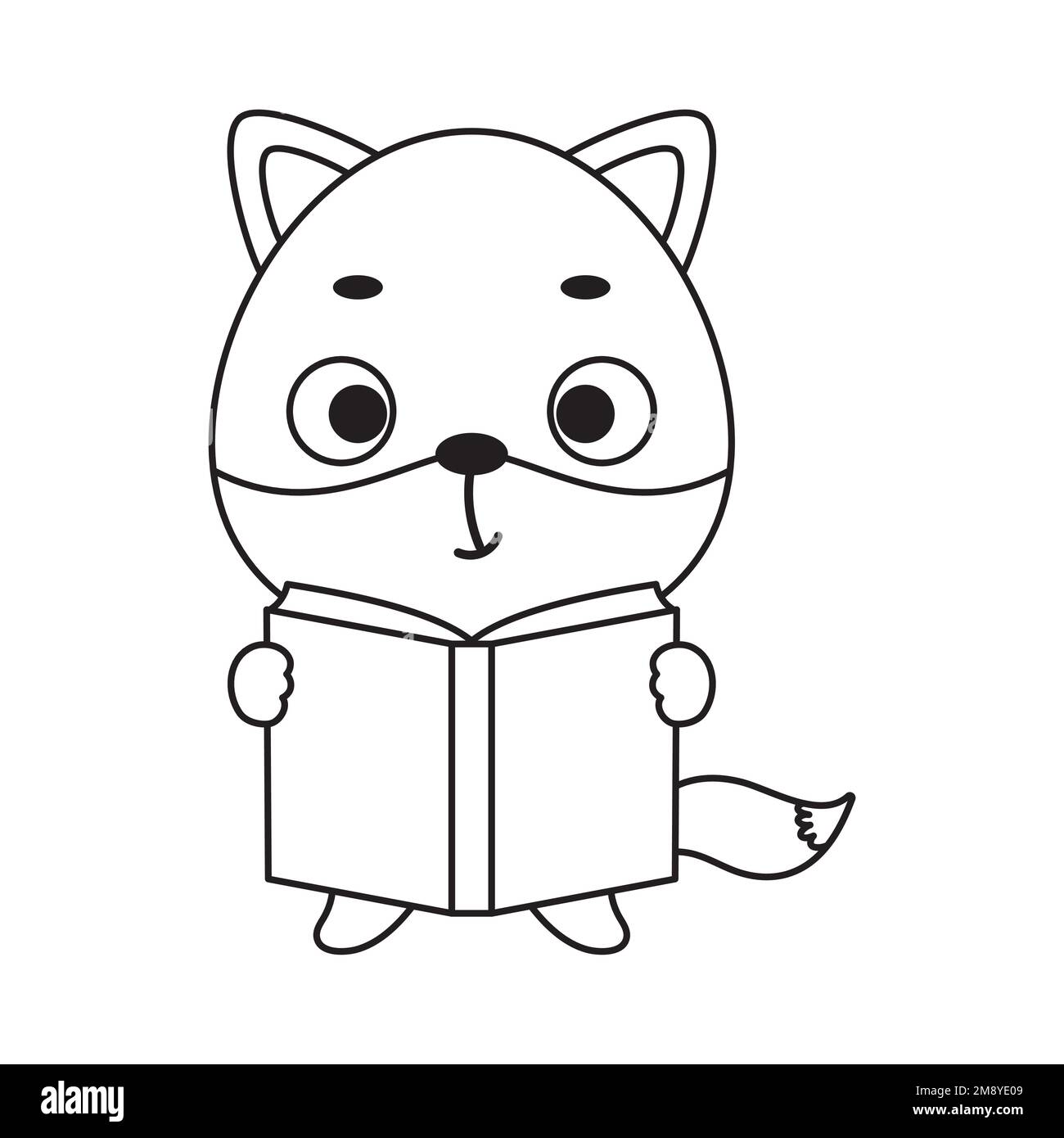 Bambina che legge libri. Pagina da colorare in bianco e nero Foto stock -  Alamy
