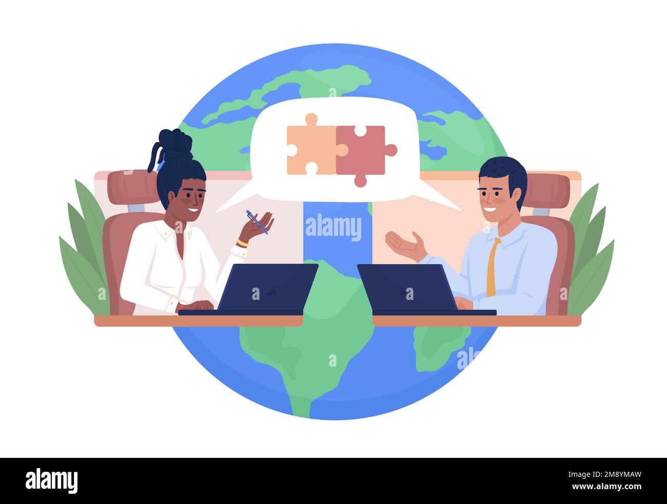 Illustrazione con isolamento vettoriale 2D per un funzionamento remoto efficace Illustrazione Vettoriale