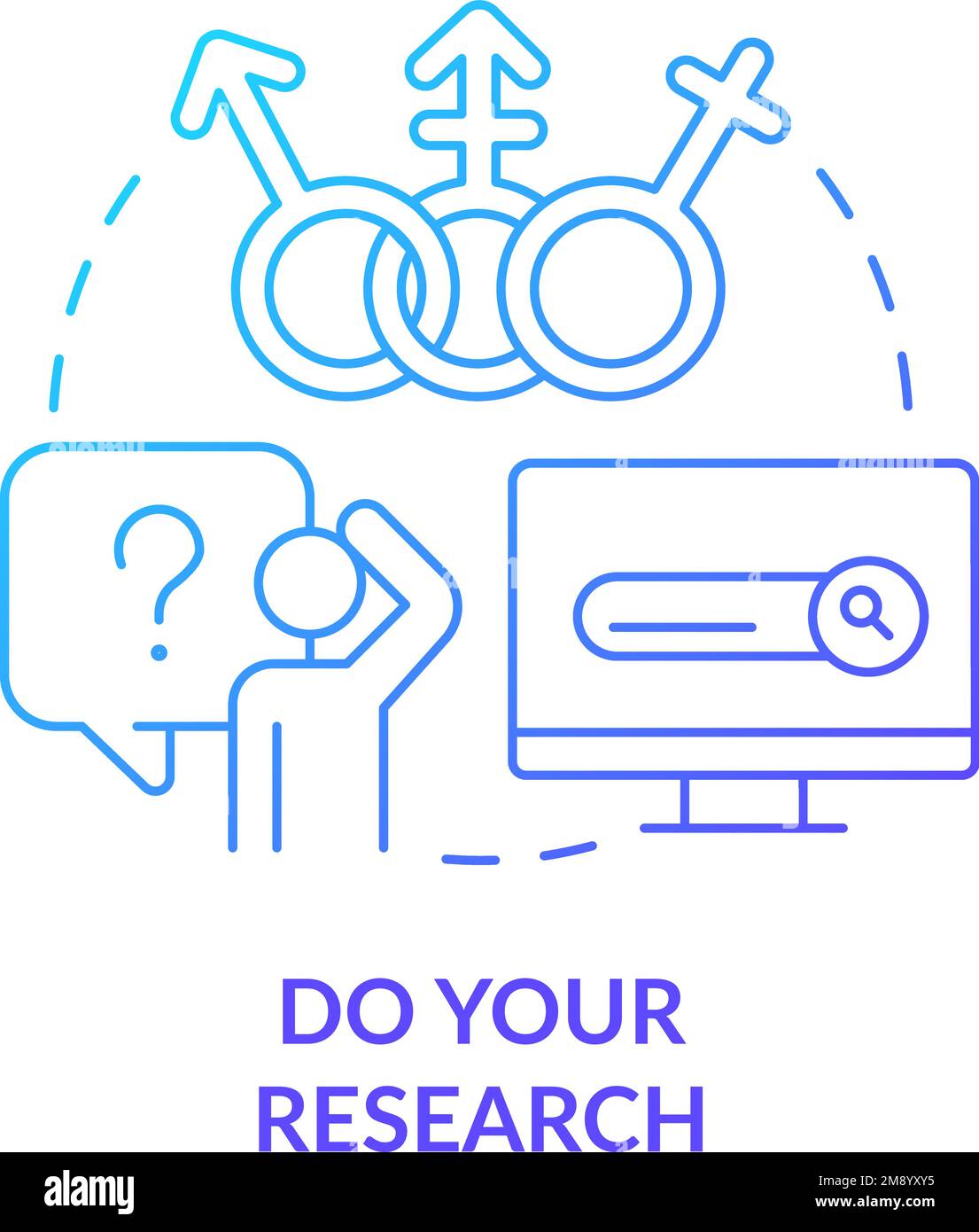 Fai la nostra ricerca blu gradiente Concept icona Illustrazione Vettoriale