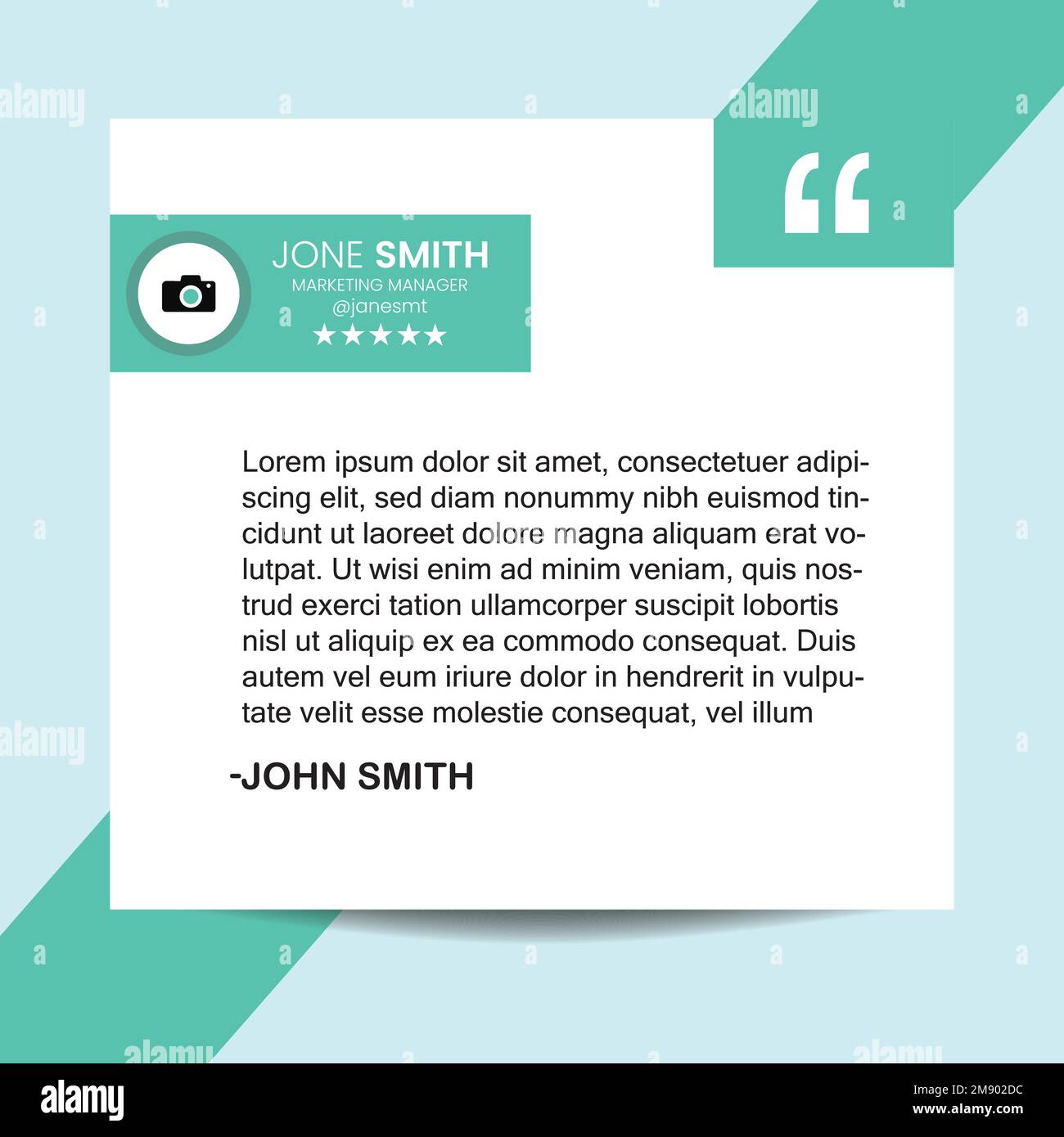 Feedback dei clienti modello di banner Web per post sui social media testimonial. Modello dei social media per il feedback dei clienti. Illustrazione Vettoriale