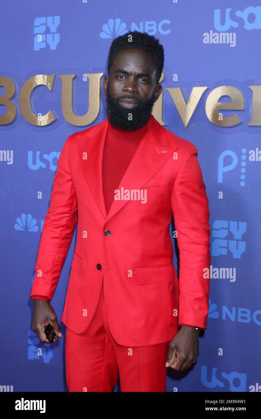 15 gennaio 2023, Pasadena, CA, USA: LOS ANGELES - 15 GENNAIO: Jimmy Akingbola al NBCUniversal Press Tour Red Carpet al Langham Pasadena Hotel il 15 gennaio 2023 a Pasadena, CA (Credit Image: © Kay Blake/ZUMA Press Wire) SOLO PER USO EDITORIALE! Non per USO commerciale! Foto Stock