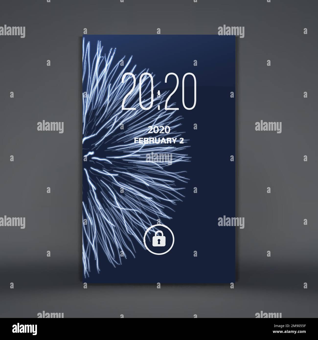 Moderno schermo di blocco per applicazioni mobili. Smartphone. sfondo griglia 3d. Illustrazione del vettore astratto. Illustrazione Vettoriale