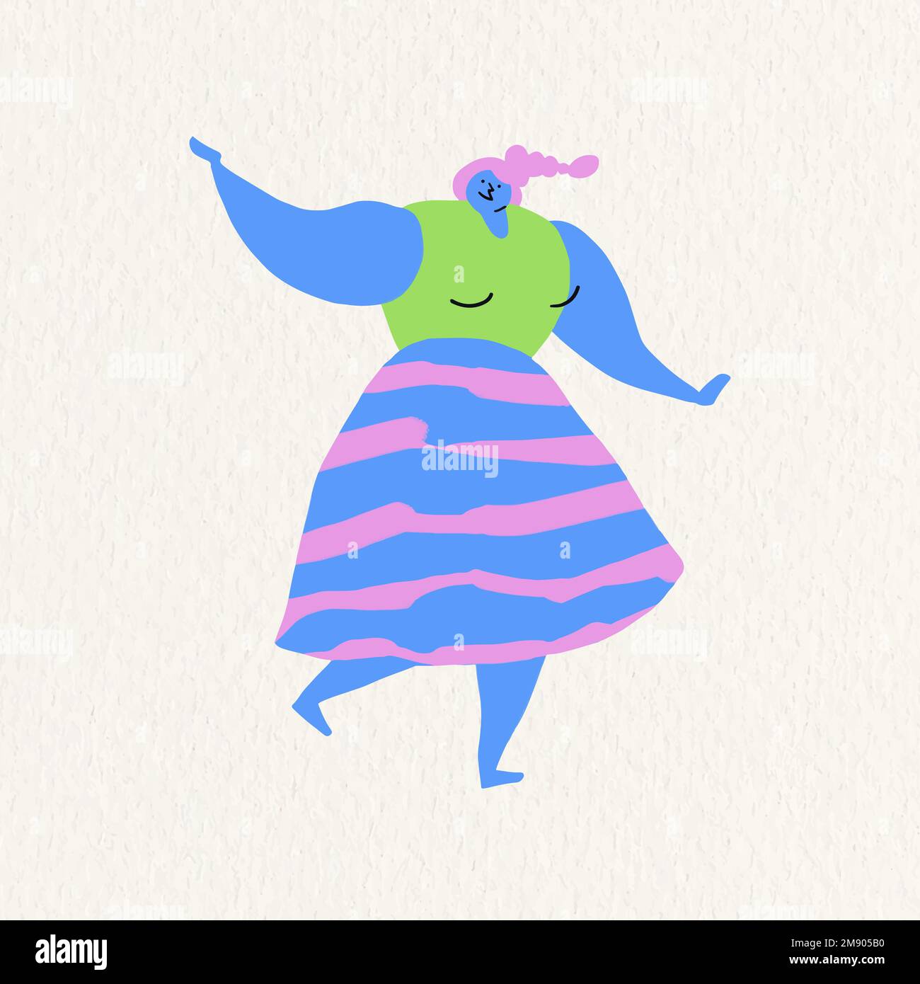 Donna felice che balla in un vettore elemento di design partito Illustrazione Vettoriale
