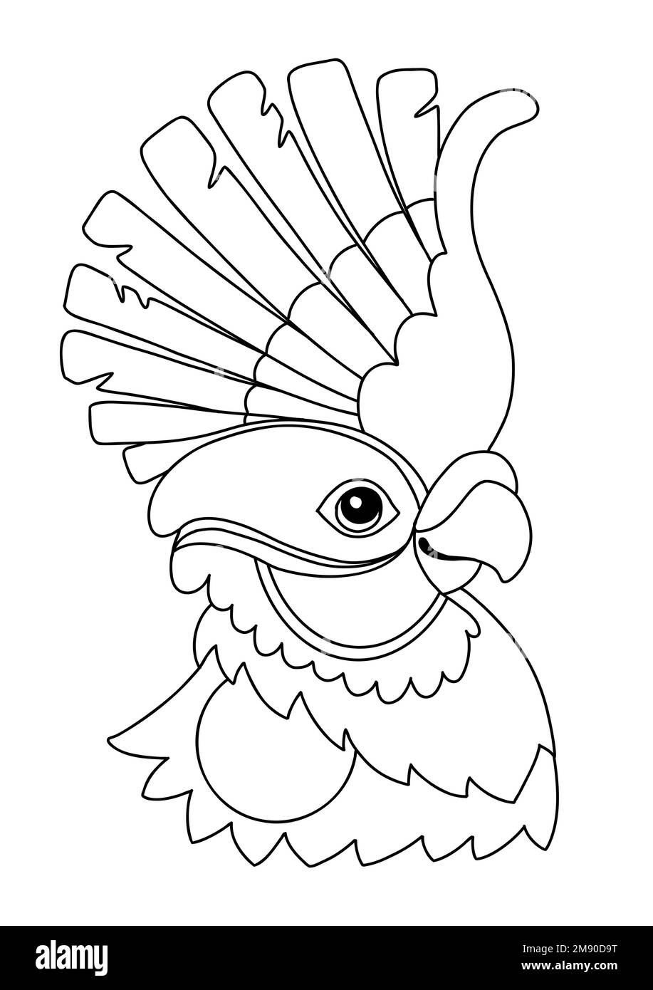 Design groviglio per testa pappagallo. Illustrazione del vettore di doodle disegnata a mano. Modello con forme semplici per creare una colorazione decorativa complessa. Uccello esotico da Illustrazione Vettoriale