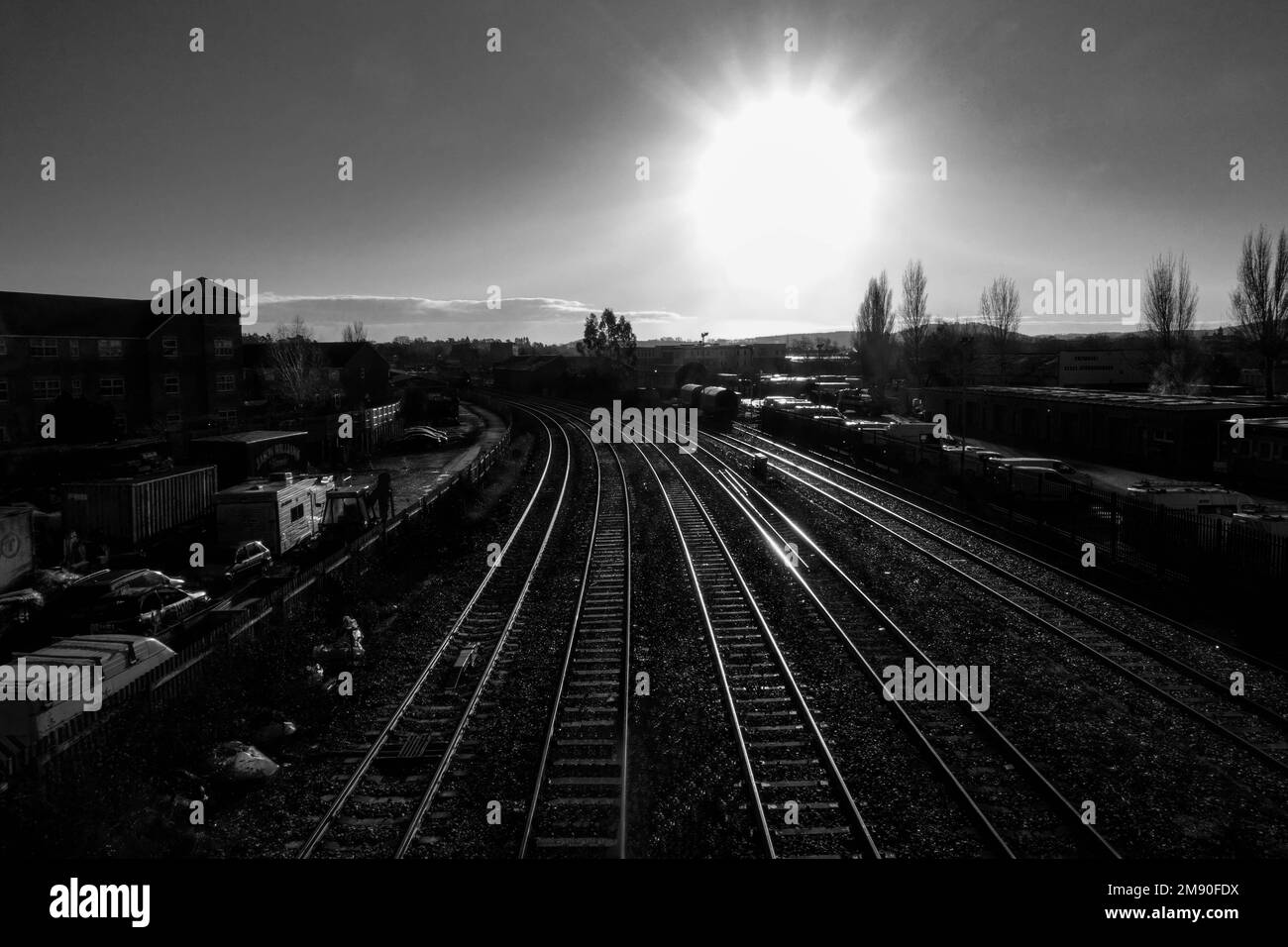 Dicembre alba sulla stazione ferroviaria di Hereford, Herefordshire Inghilterra Regno Unito. Dicembre 2022 Foto Stock