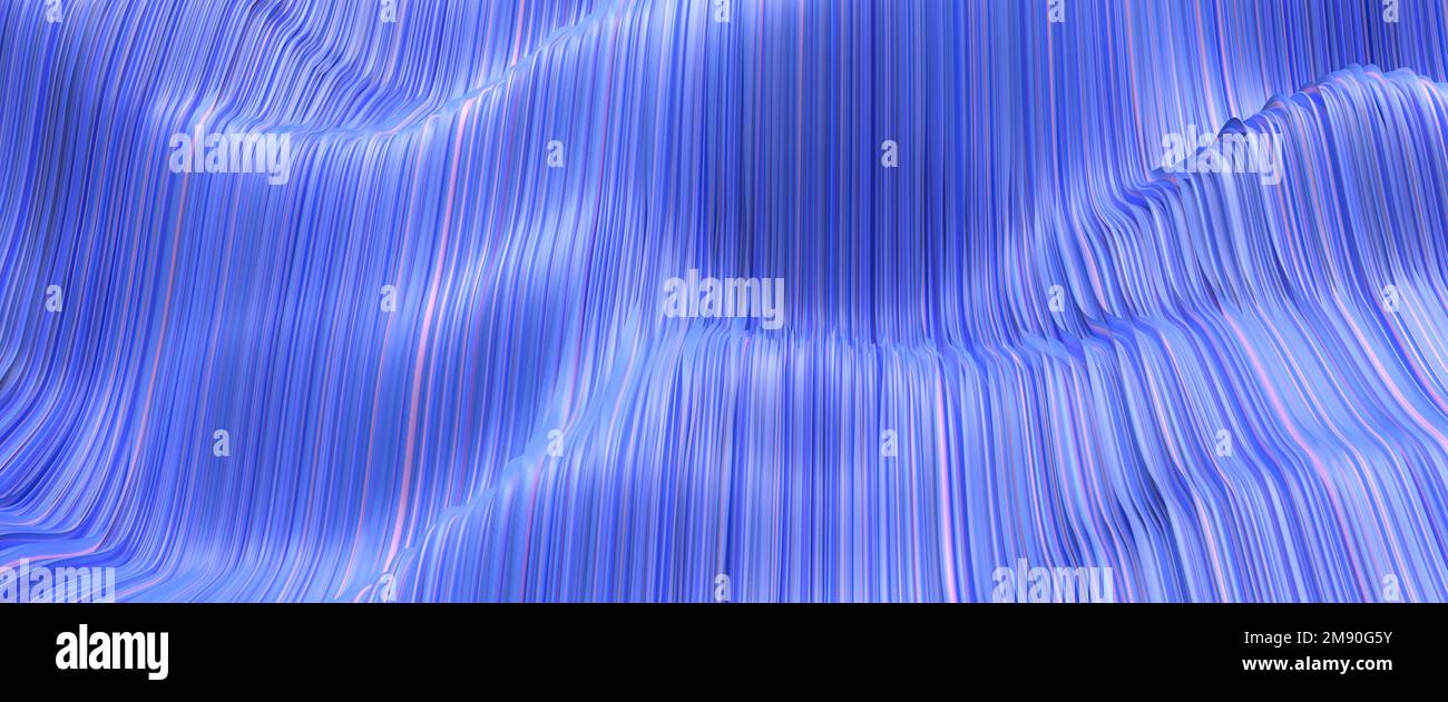 Struttura astratta a righe ondulate colorata in blu e rosa. Formato banner Web Foto Stock