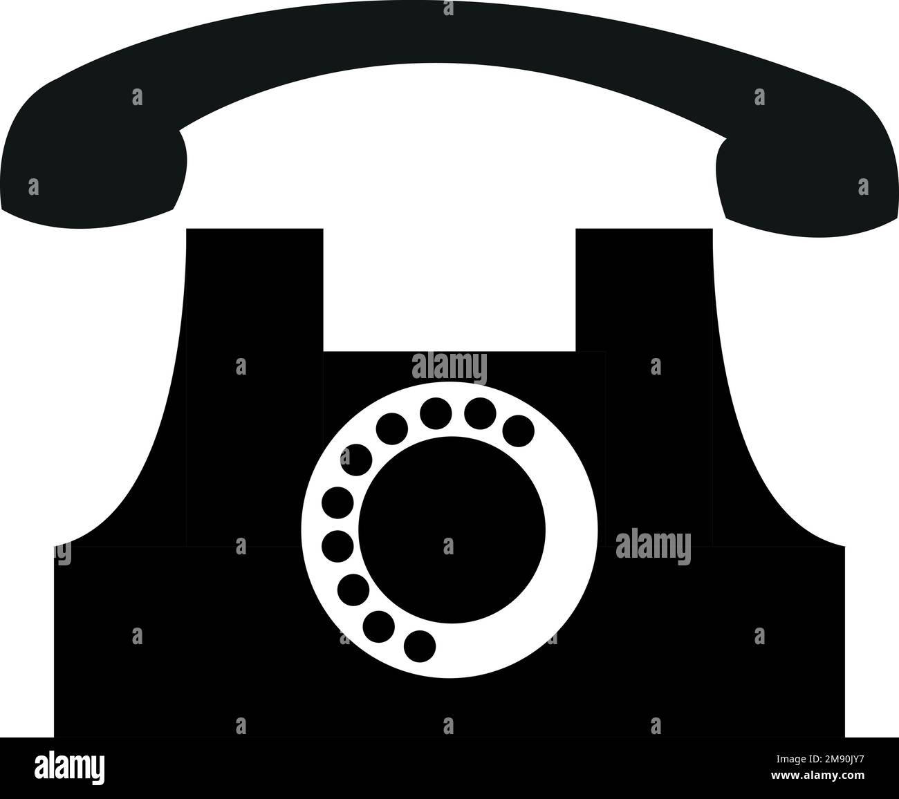 Ancien téléphone en noir sur Fond blanc Illustrazione Vettoriale
