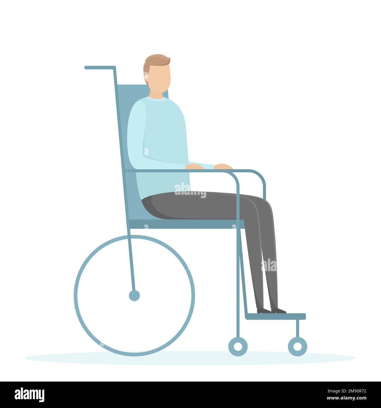 Uomo con disabilità in sedia a rotelle. Illustrazione vettoriale. Illustrazione Vettoriale