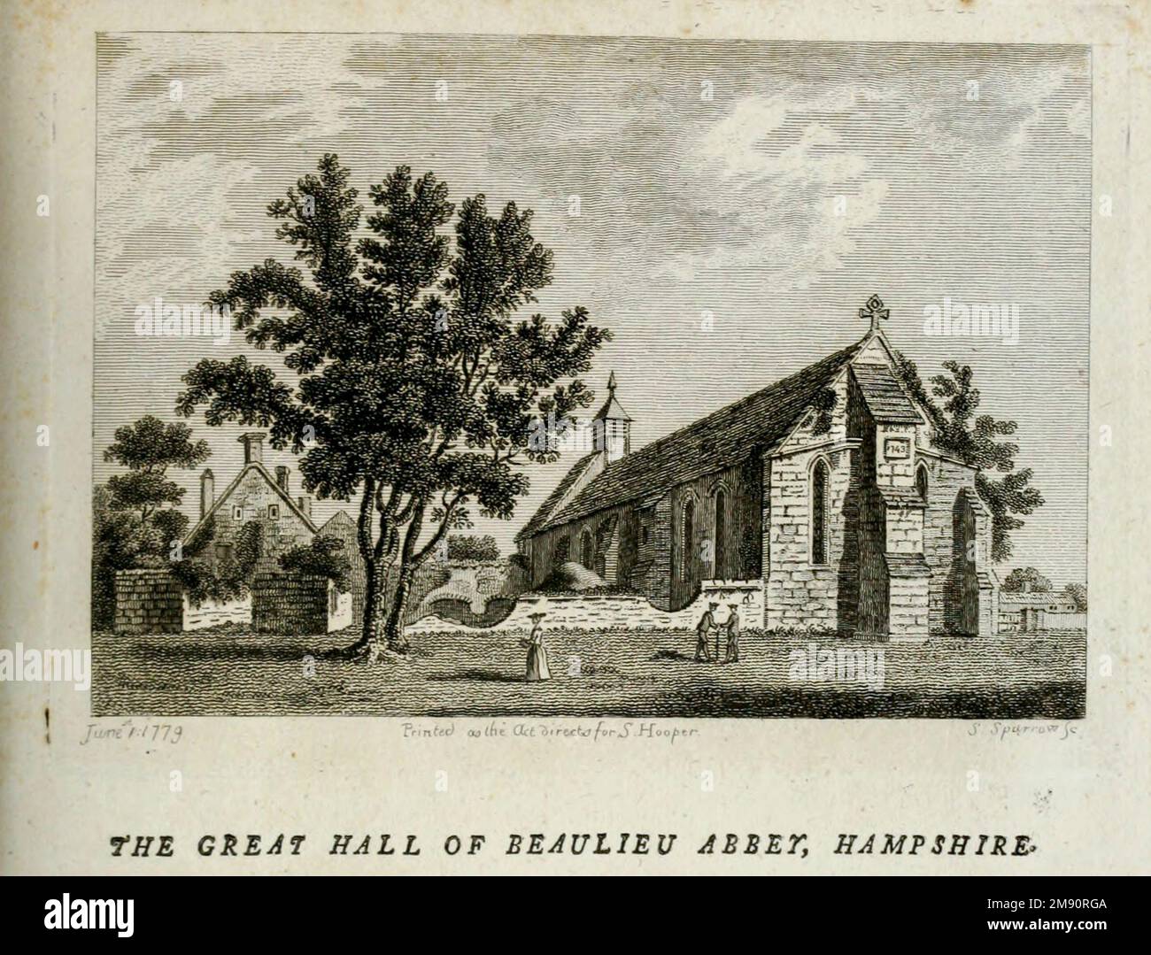 Beaulieu Abbey, fu un'abbazia cistercense nell'Hampshire, Inghilterra. Fu fondata nel 1203-1204 dal re Giovanni e popolata da 30 monaci inviati dall'abbazia di Cîteaux in Francia, la casa madre dell'ordine cistercense. Il nome latino medievale del monastero fu Bellus locus Regis ('il bel luogo del re') o monasterium belli loci Regis. Altri spellings del nome inglese che accadono storicamente sono Bewley (16th ° secolo) e Beaulie (17th ° secolo) dal libro ' supplemento alle antichità di Inghilterra e Galles ' di Francis Grose, data di pubblicazione 1777 Foto Stock