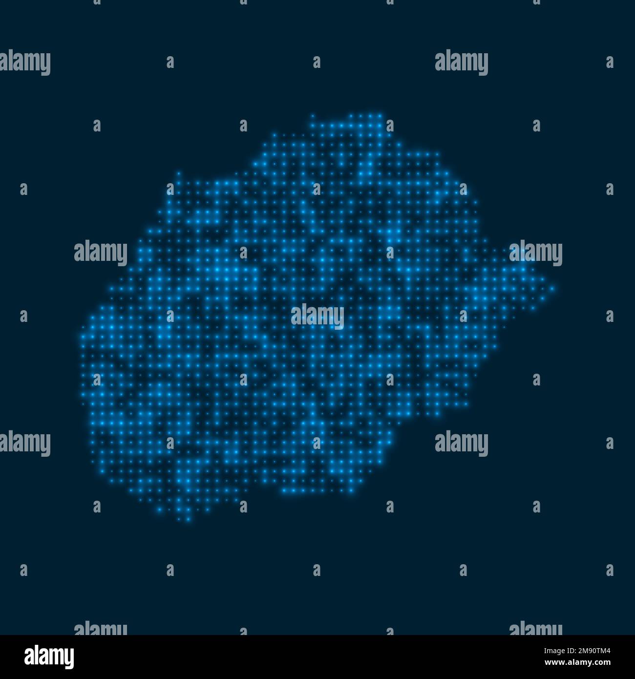 Mappa luminosa punteggiata Alegranza. Forma dell'isola con bulbi blu luminosi. Illustrazione vettoriale. Illustrazione Vettoriale