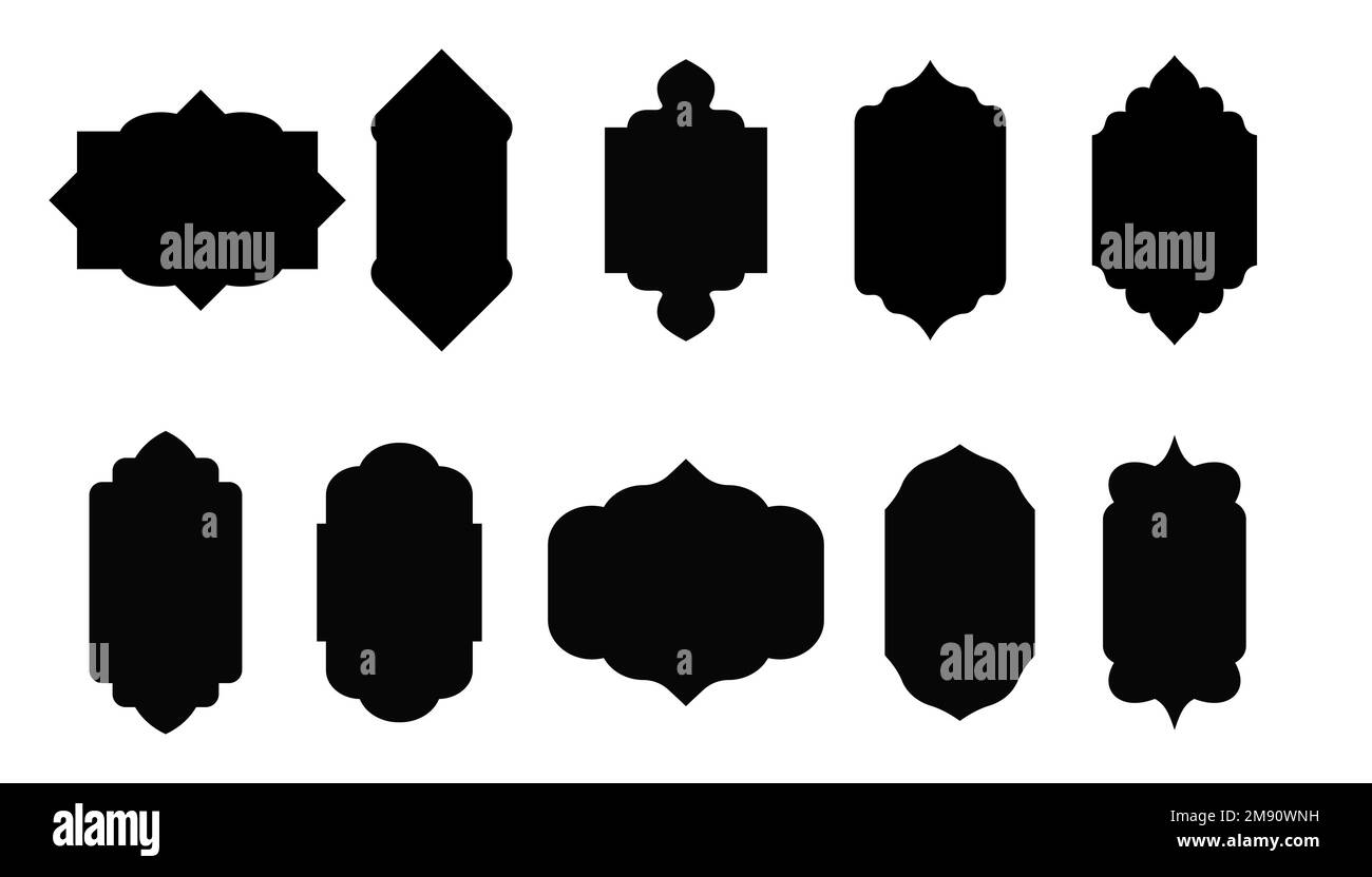 Finestre e archi islamici con boho moderno Illustrazione Vettoriale