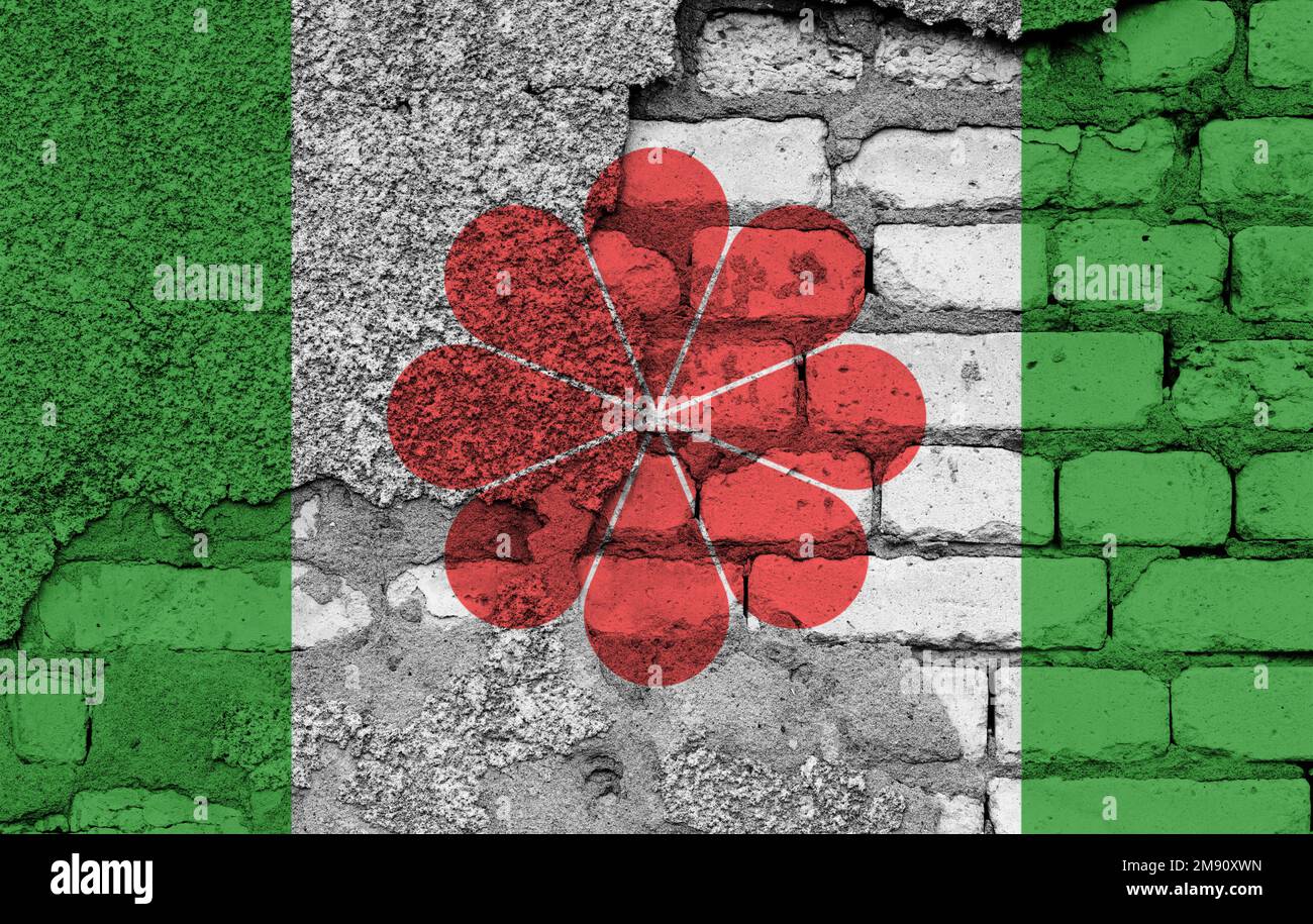 Variante indipendente della proposta della bandiera di Taiwan, simbolo di quattro cuori in armonia, proposta della bandiera verde di Taiwan Foto Stock