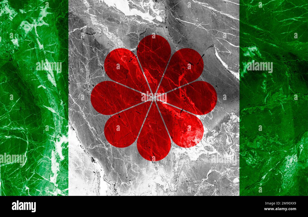 Variante indipendente della proposta della bandiera di Taiwan, simbolo di quattro cuori in armonia, proposta della bandiera verde di Taiwan Foto Stock