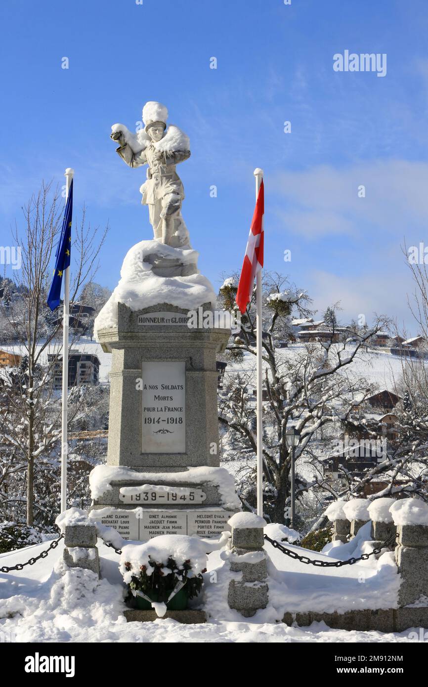 Monumento aux morts. Saint-Gervais-les-Bains. Alta Savoia. Auvergne-Rhône-Alpi. Francia. Europa. Foto Stock