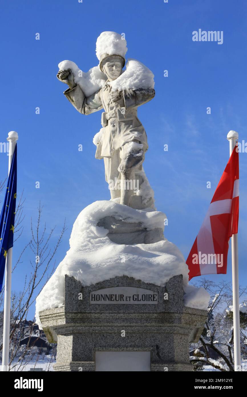 Monumento aux morts. Saint-Gervais-les-Bains. Alta Savoia. Auvergne-Rhône-Alpi. Francia. Europa. Foto Stock