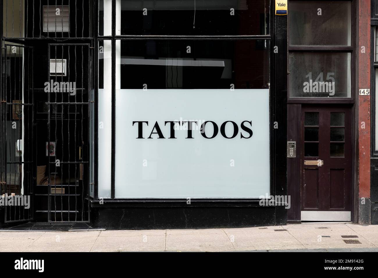 Tatuaggio finestra Parlour, Regno Unito, Europa Foto Stock