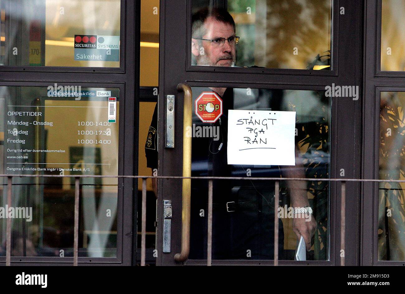 Rapina in una banca a Kisa, Svezia Foto Stock